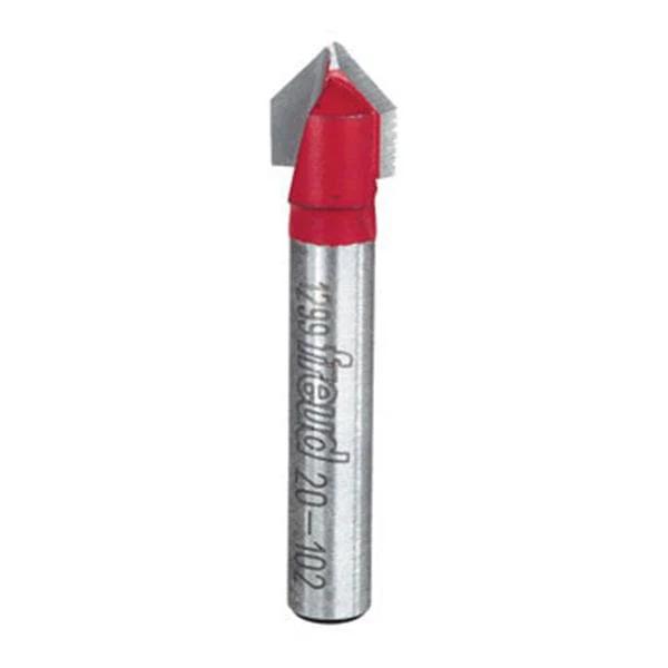 90 Degree V-Groove Router Bit - 1/4" SH - Diameter:3/8" - Cutting Length:5/16" - Length:1-3/4"